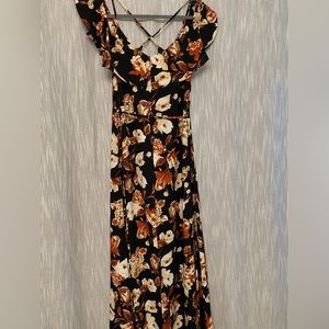 Gorgeous Long Black Floral Dress